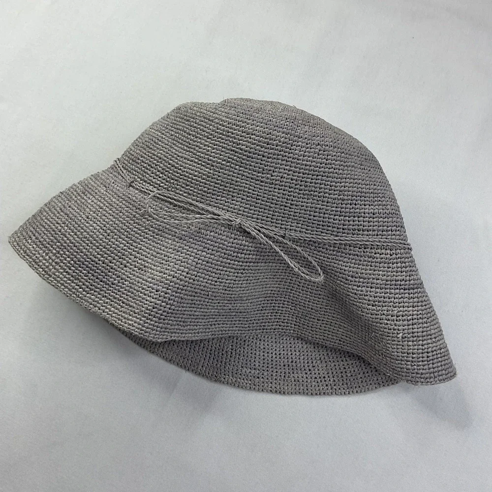 Helen Kaminski sun hat bucket Raffia Wide Brim Packable Adjustable Tie Logo